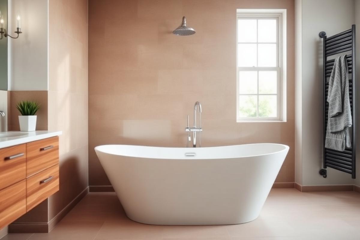 Acrylic walk-in shower installed in an existing bathtub footprint